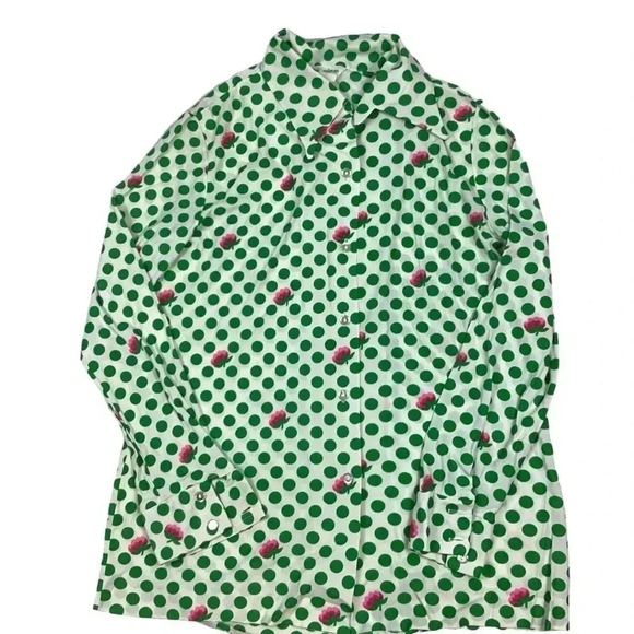 Vintage Alex Colman of California polkadot button front blouse - Picture 1 of 6